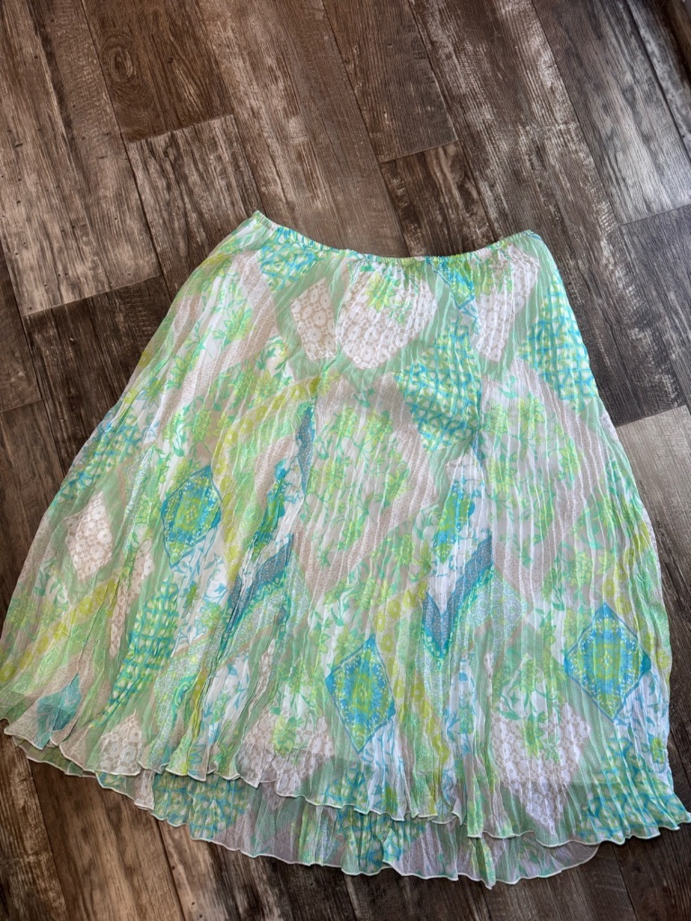Ruby Rd. Light Green & Aqua Pleated Women's Skirt size MP